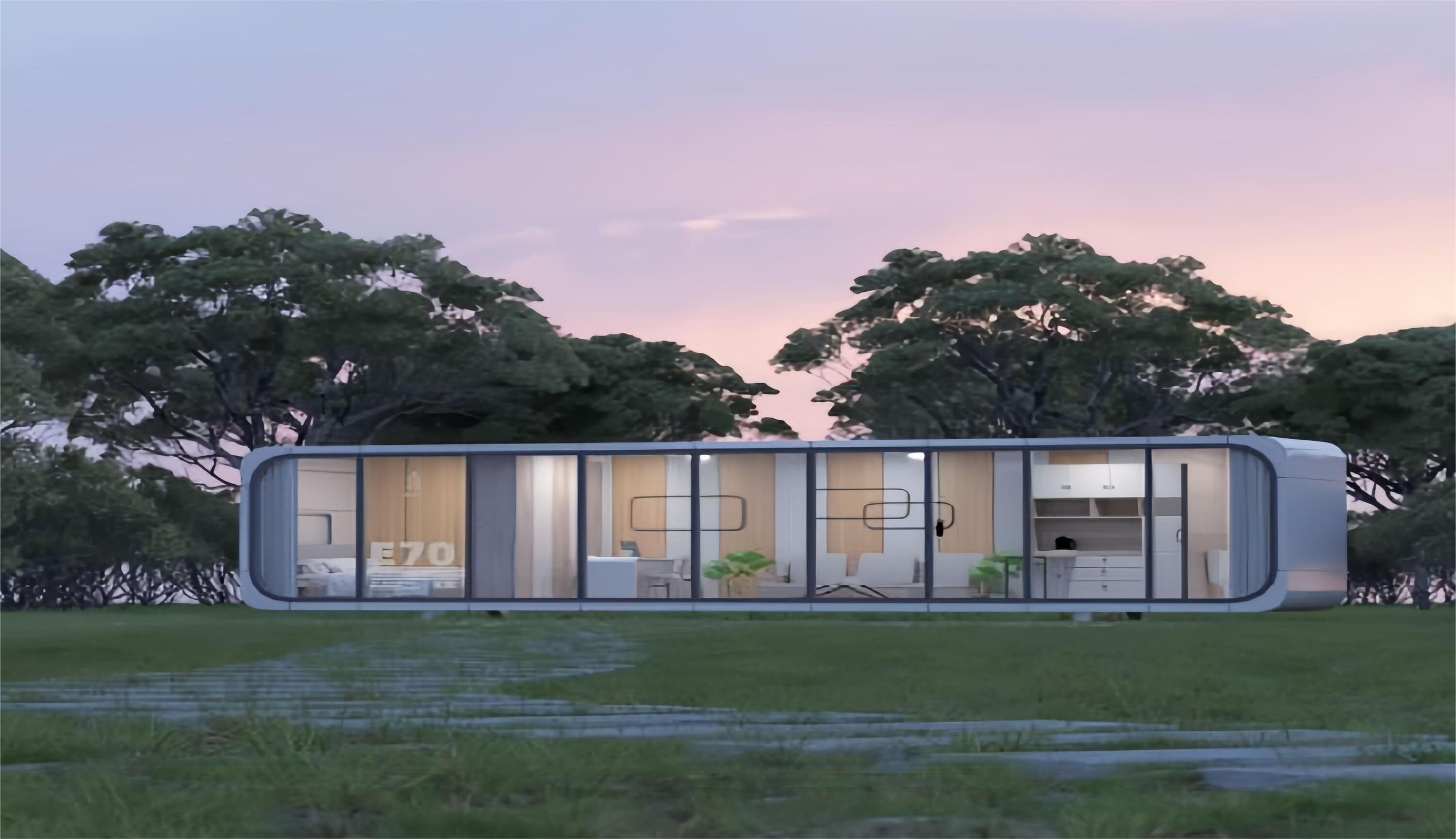 E70-Large square capsule house that is easy to transport